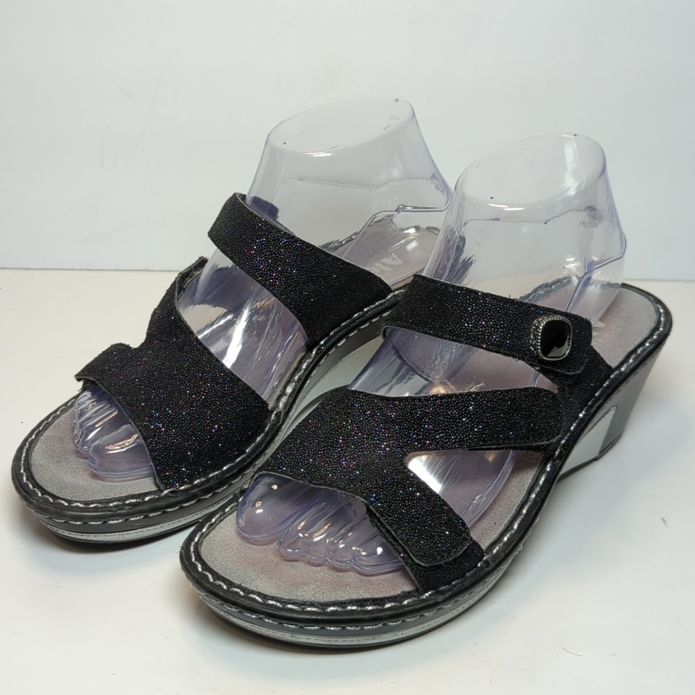 Alegria by PG Lite Loti Glitteroti sparkle wedge sandals womans size 7-7.5 EU 37